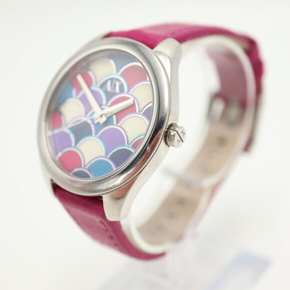 Armani Exchange Pink Colorful MOP Fish Scale 36mm Watch Leather with New Battery main image 13